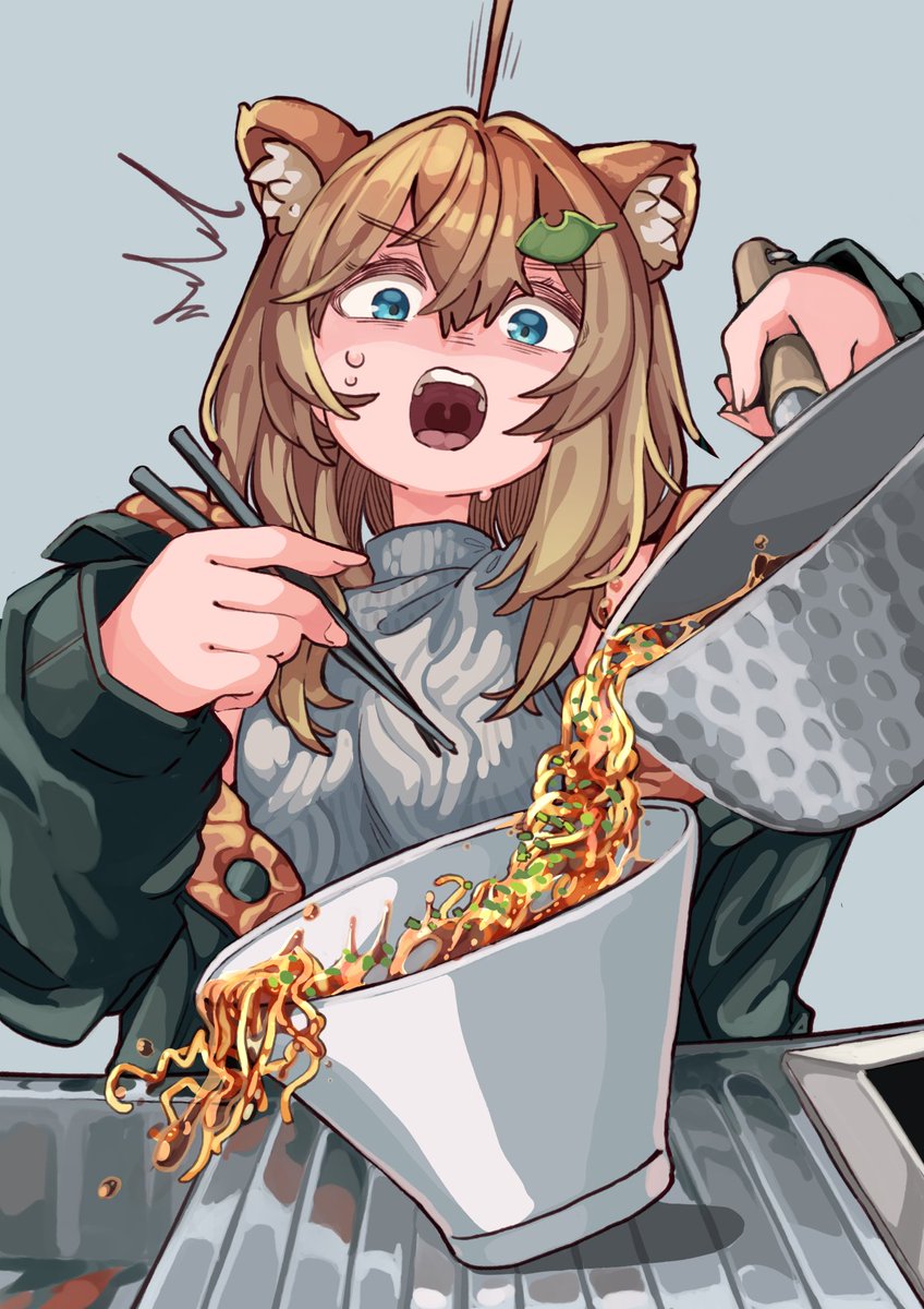 AOKUJI_VR's tweet photo. イキって買った無印の切立丼でインスタントラーメンを食べようとして失敗してしまったこごみちゃん　#KOGOMI3D_Art https://t.co/9MEY5E9fUN