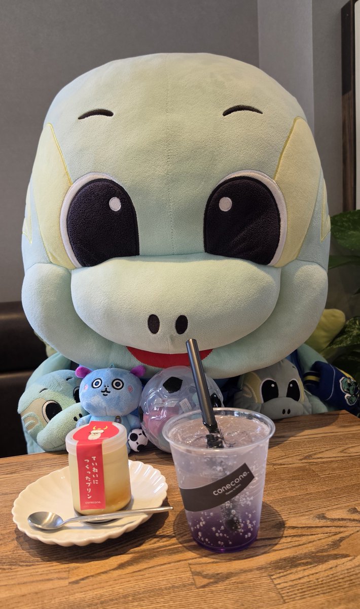 with_kameo's tweet photo. 熟成塩バスクチーズケーキ
彦根梨スカッシュ

ていねいにつくったひこにゃんプリン
BIWAKOトニック(ジュース)

あついけんな
つめたいのたべて、のんで、いきカメったー🐢

conecone.さん
ウェルカメありがとうございました
ごちそうさまでした！

こんどは、コーヒーのみにいきます☕

#おでかけ滋賀 https://t.co/raGvgJIYjw