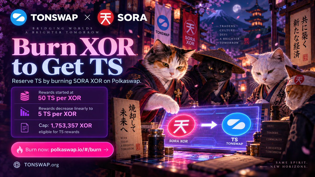sora_xor's tweet photo. Brought to you by popular demand, as part of the preparation for @tonswap_org launch, you can now burn $XOR to get $TS on https://t.co/EOFvK4sCLW https://t.co/FPoB7EvxcH