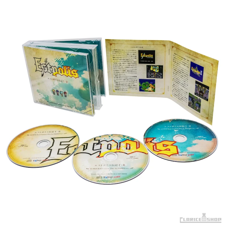 claricedisc's tweet photo. 🌠🌠#クラリスショップ情報局🌠🌠
💿サントラCD3枚組💿
『エストポリス伝記I・II -SUPER Rom Cassette Disc In TAITO Vol.1-』

SFC向けにタイトーより発売された2作のBGMをすべて新規デジタル録音で収録！！
好評発売中🔽
https://t.co/FC4Aq9D7vY
#エストポリス伝記 https://t.co/80PHsIIMyS