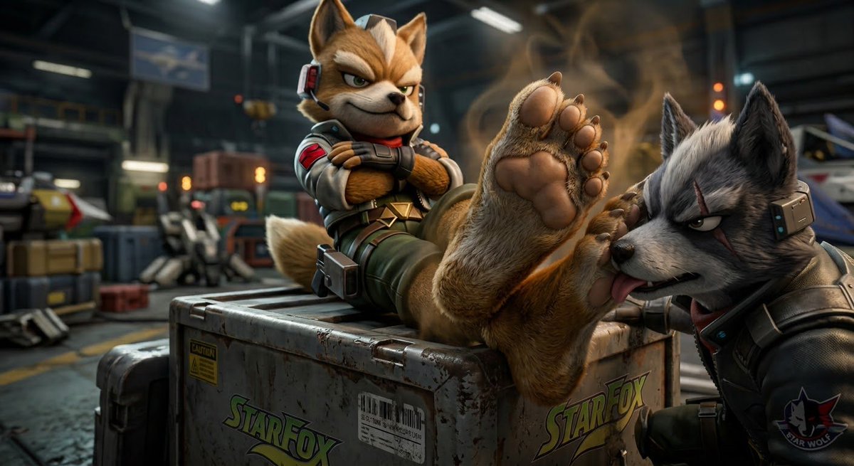 WolfMePlease's tweet photo. 🦊 This one is Wolf's. And this one is yours. Come on, start licking.

#StarFox #StarWolf #FoxMcCloud #WolfODonnell #furryfeet #paws #feetfetish #feetish #footsoles #feetsoles #toelicking https://t.co/vwOR1ZSVzf