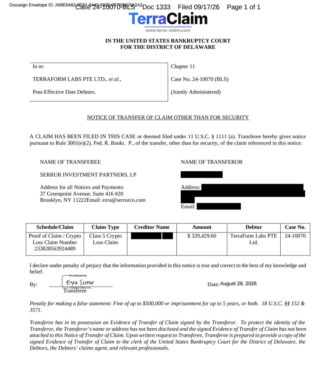 cassielite97606's tweet photo. THURSDAY IN FOCUS: LUNC COURT UPDATE

 Dockets 1333, 1335, 1336 & 1337  hearing scheduled for Sept. 24 at 2 PM ET concerning the $31.6M Singapore escrow!
TerraClaim just acquired another $329.4K claim, taking its 2026 claim acquisitions to $15.8M+!
More claims acquired. More developments to watch.

  #TerraClassic #LUNC