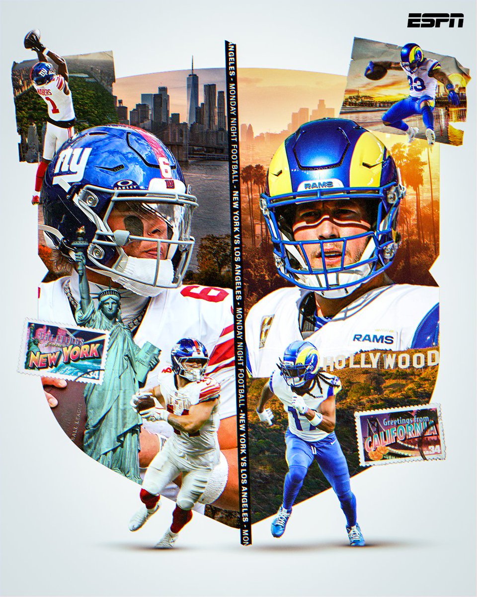 espn's tweet photo. East Coast vs. West Coast 👀

Which side are you rocking with for Monday Night Football? 🤔 https://t.co/fxi7Oqb2BY