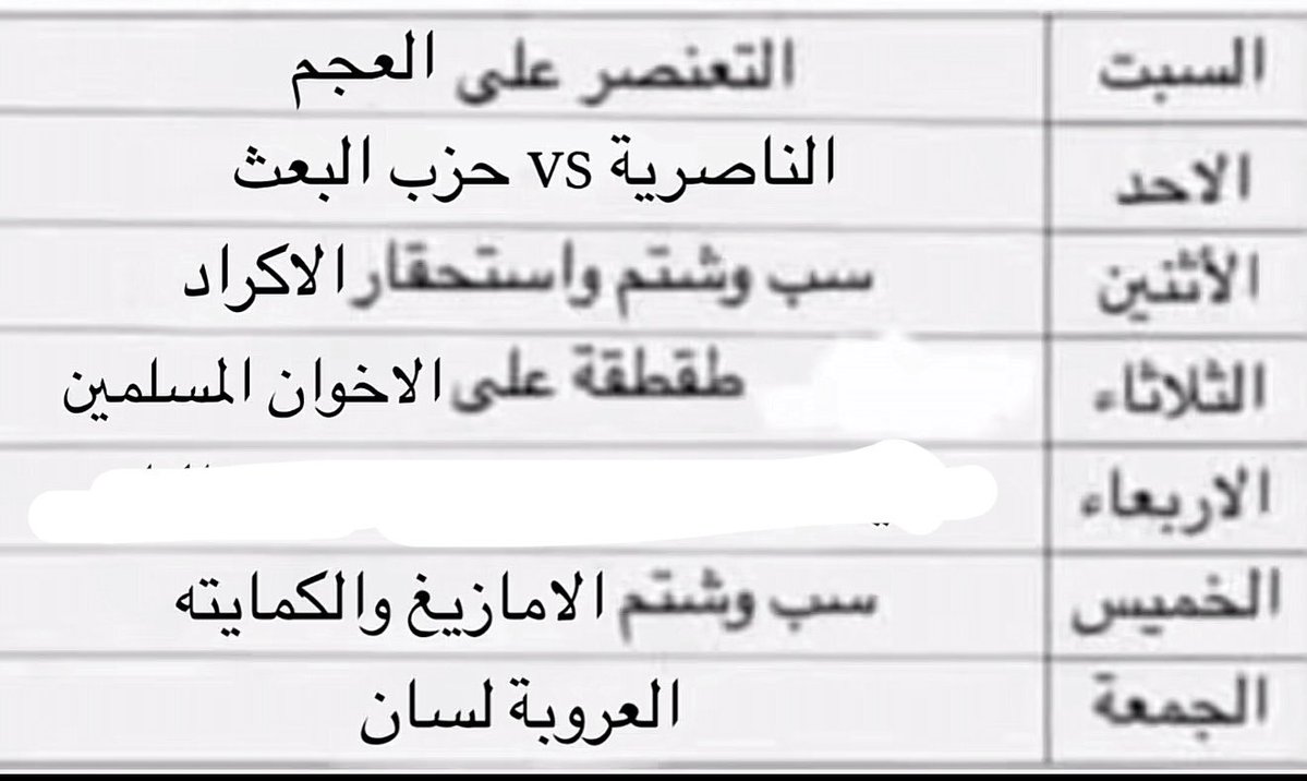 vnwiin's tweet photo. جدولي الاسبوعي
الاربعاء ممكن استلم الحوثي https://t.co/aZVP46z9gc