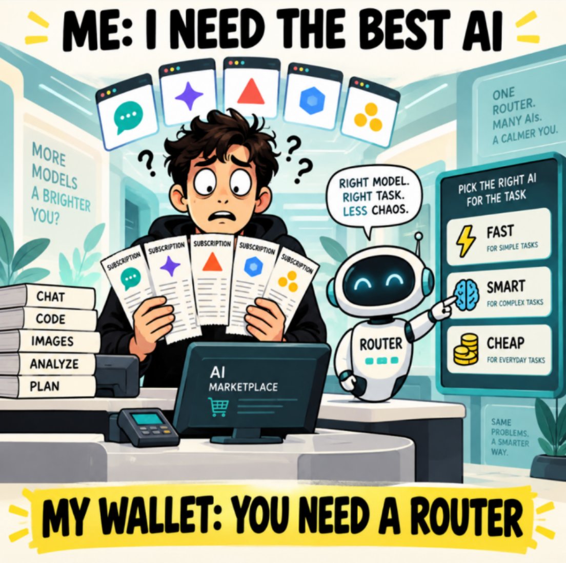 truesotaapi's tweet photo. Me: I need the best AI model.
My actual workload:
40% summarizing
30% extracting data
20% writing routine code
10% genuinely difficult reasoning
Maybe I don’t need one genius.
Maybe I need a good router. https://t.co/Gs7oWOiKiV