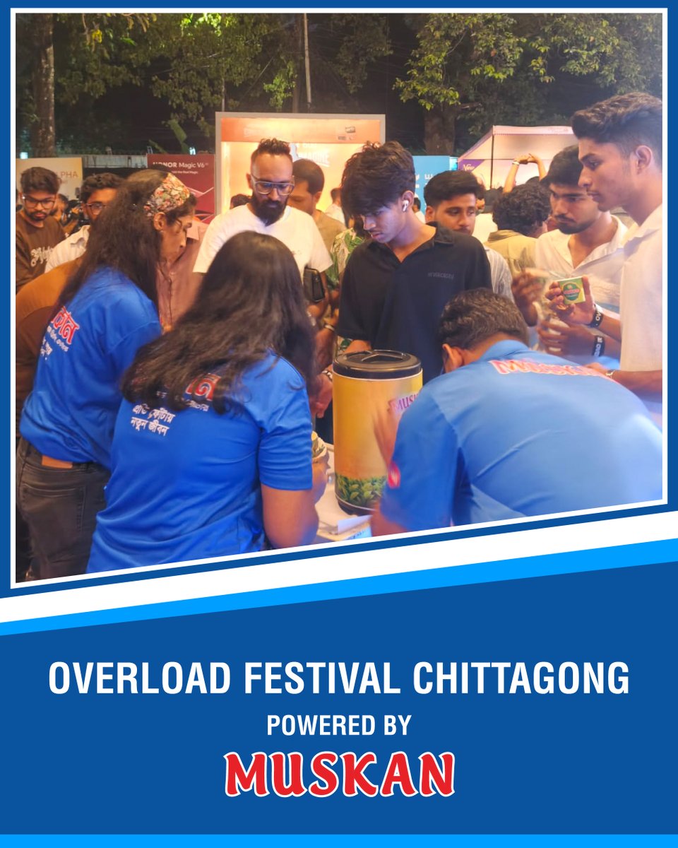 Muskanbysagroup's tweet photo. Muskan proudly powered the Overload Festival at the Navy Convention Hall on September 11, bringing pure energy to over 2,500 rock fans.
As the official sponsor, we kept music lovers energized throughout the night with Muskan Packaged Drinking Water and Muskan Tea. https://t.co/kH8JUrcD17