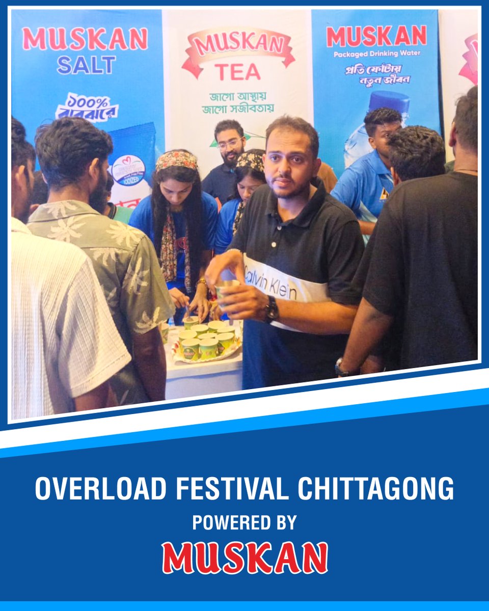 Muskanbysagroup's tweet photo. Muskan proudly powered the Overload Festival at the Navy Convention Hall on September 11, bringing pure energy to over 2,500 rock fans.
As the official sponsor, we kept music lovers energized throughout the night with Muskan Packaged Drinking Water and Muskan Tea. https://t.co/lPmBGLdMqH