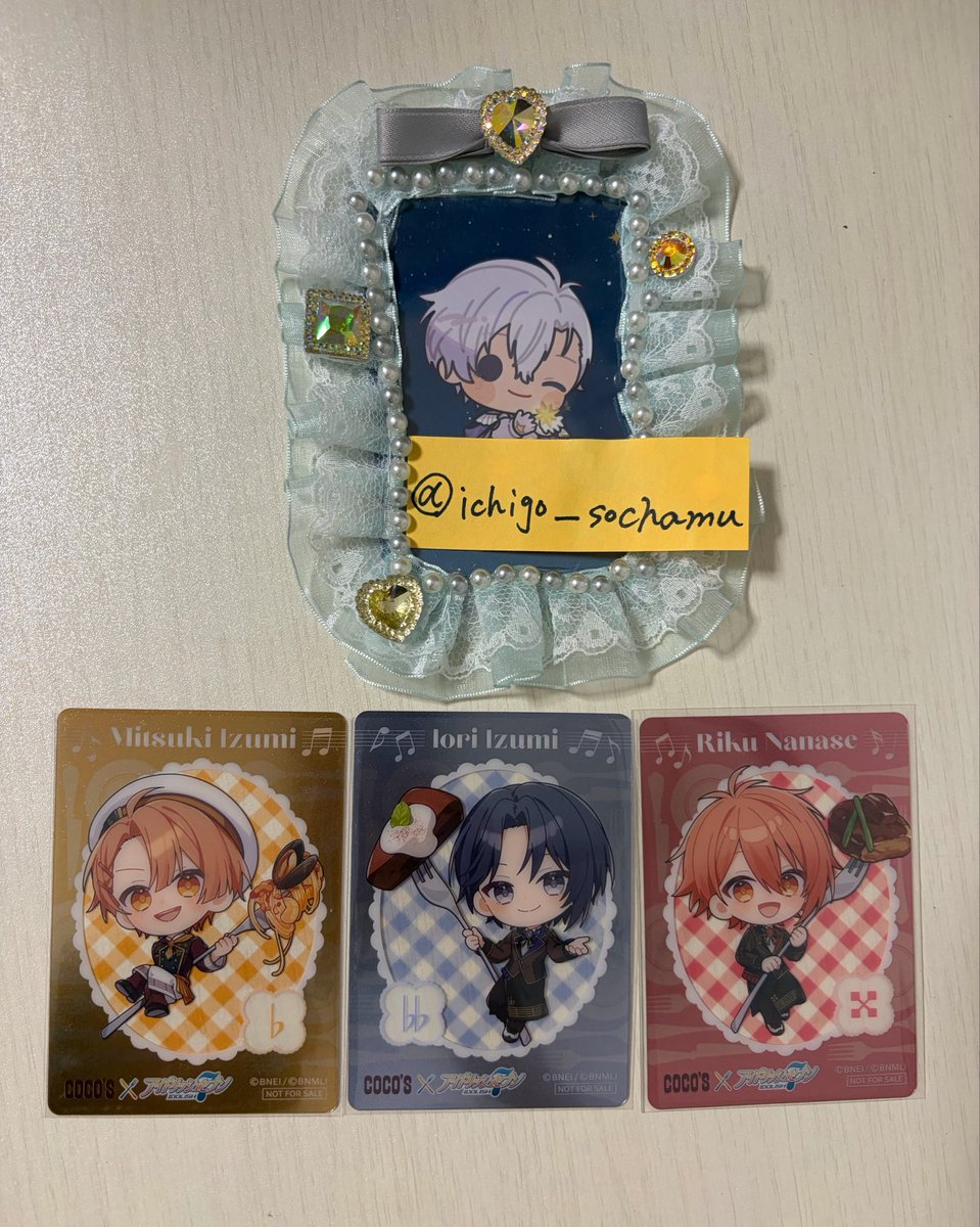 ichigo_sochamu's tweet photo. 【交換】
アイナナ アイドリッシュセブン ココス COCO’S 特典 クリアカード 第2弾 B

譲 第2弾 一織 三月 陸
求 第2弾 壮五 (同数まで同弾環)

郵送または松山手渡し
纏めての方優先ですが、1点からでもお気軽にお声掛けください
よろしくお願いいたします https://t.co/2vSiRjhyTF