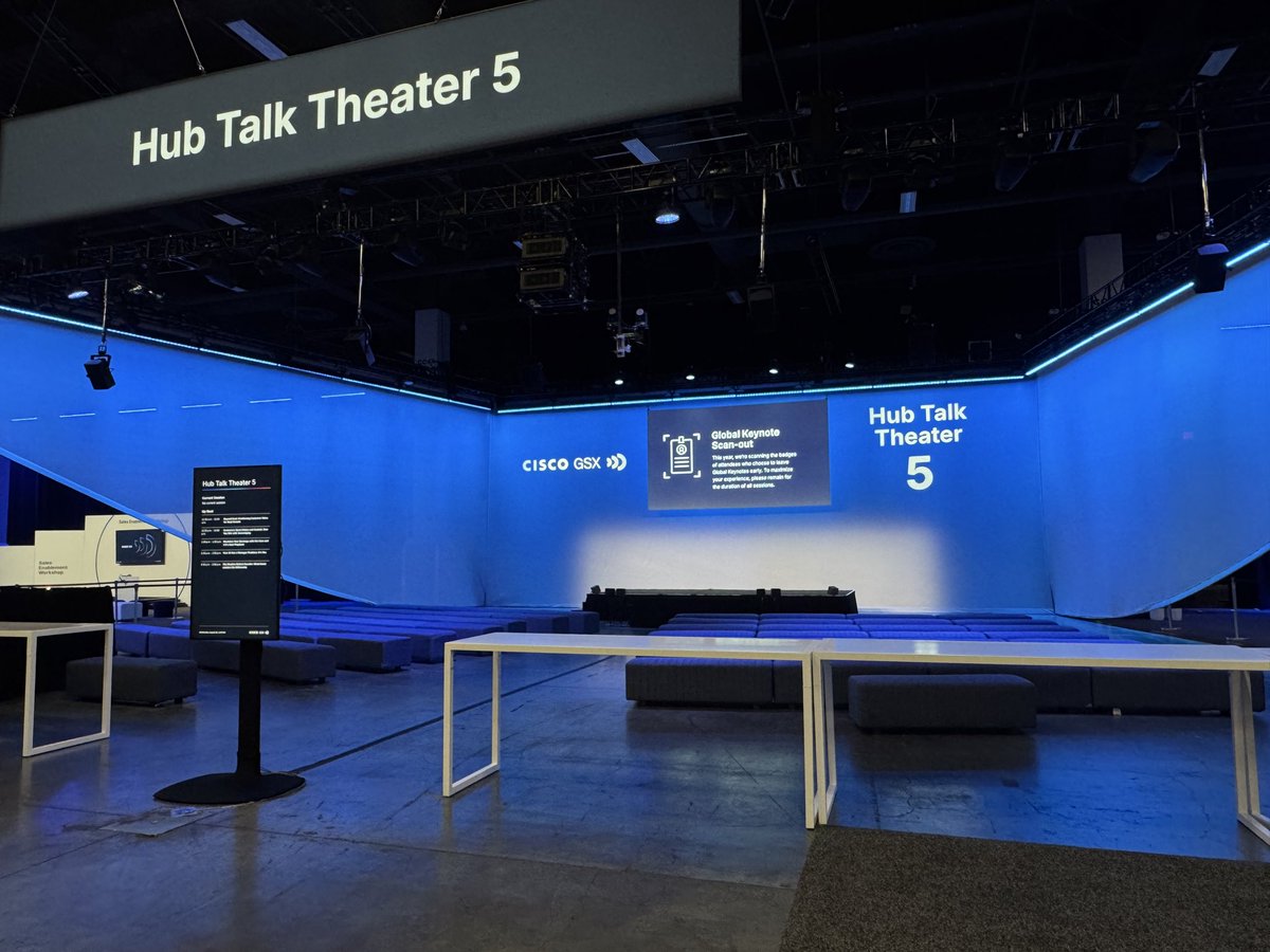 SineLanguage89's tweet photo. Systems Tech for 5 large theaters + silent disco @ Cisco GSX in Las Vegas. #LAcoustics #Kiva #x8 #Yamaha https://t.co/N5ZdweUyui