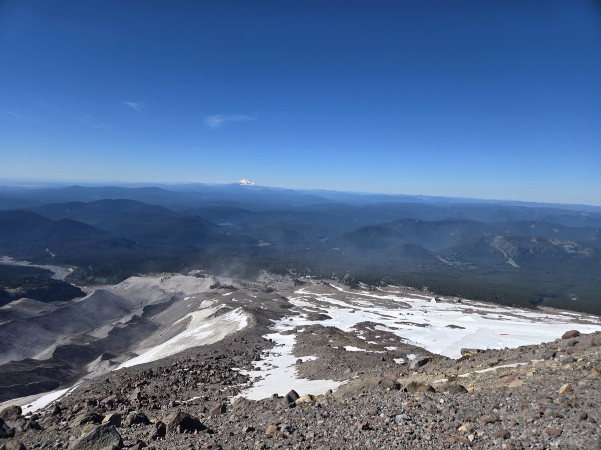 Foobunga's tweet photo. Way up there. Sneaks and all. Mt. Hood in July https://t.co/UXhQm7JDfE