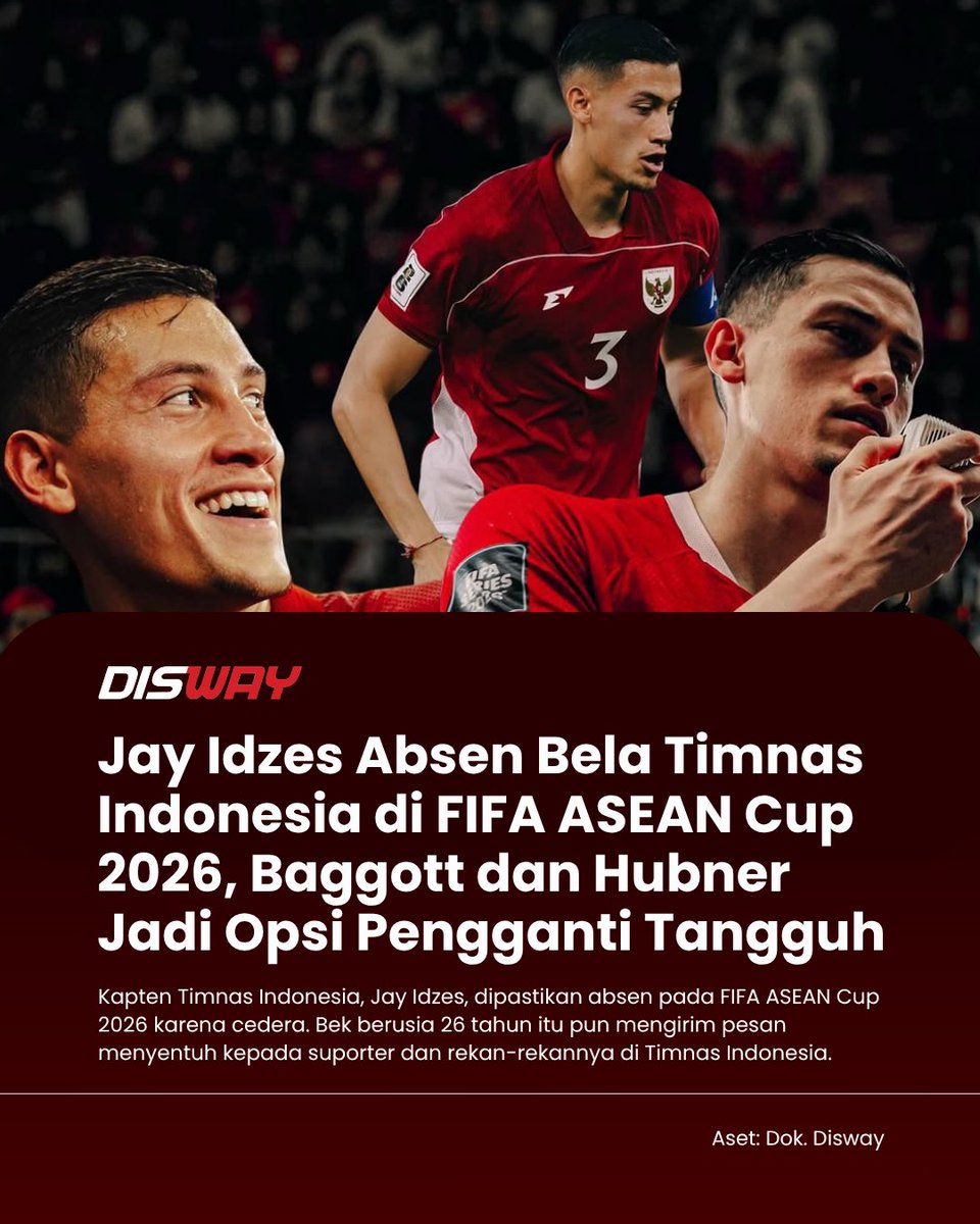 disway_update's tweet photo. Melalui akun Instagram @jayidzes, Idzes menyampaikan pesan kepada masyarakat Indonesia.

Ia mengaku kecewa karena kembali harus absen ketika memiliki keinginan besar untuk kembali mengenakan seragam Merah Putih.

#JayIdzes #TimnasIndonesia #FIFAASEANCup2026 #Disway https://t.co/E3r4gr2IAi