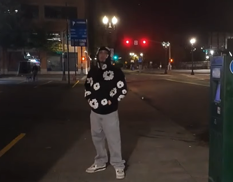 PTNewsNet's tweet photo. 3 Disgusting Gang Members  in Portland Oregon approach  @ThePortlandAndy  and spit at him and threaten him. Moments ago in Downtown Portland.  Andy escaped unharmed. Anyone know who they are? https://t.co/RgGr65RbMJ