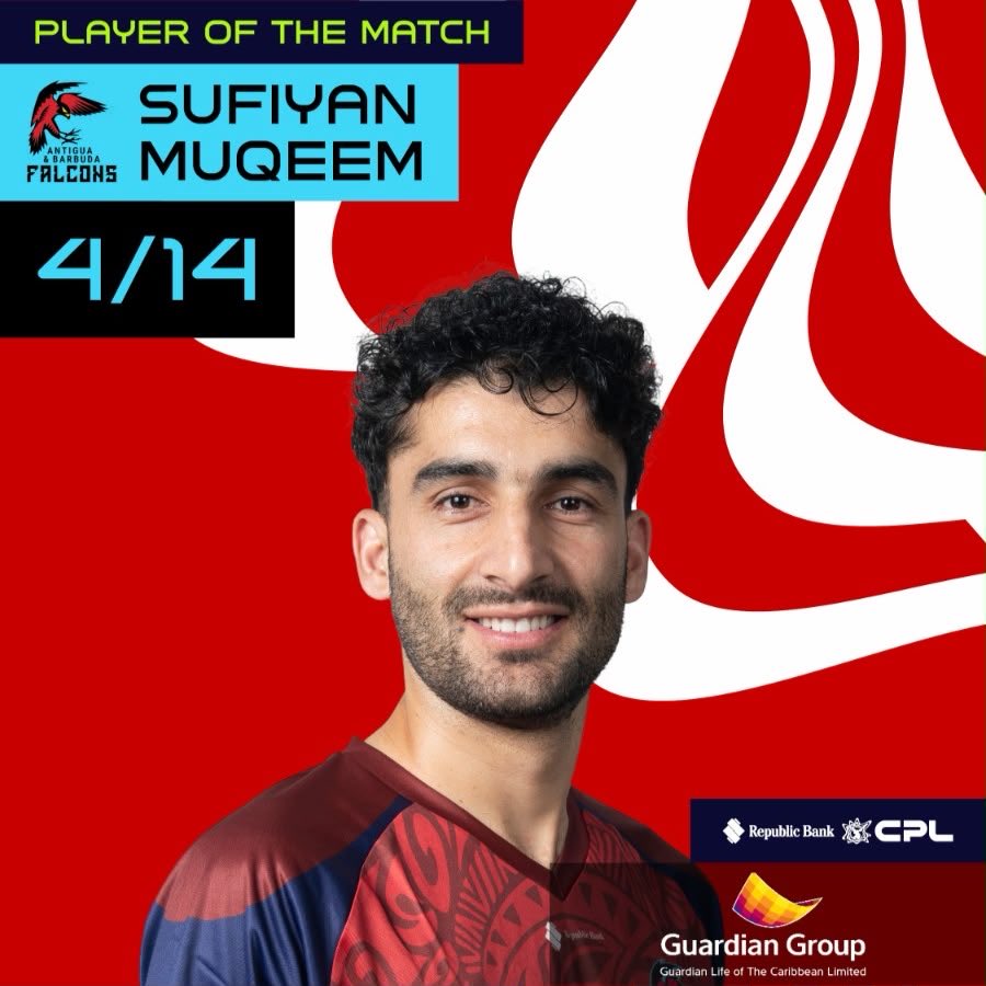 CPL's tweet photo. What a performance! MVP of the CPL26 final! 👏
Some stellar cricket on show tonight, well deserved!🇯🇲x🇦🇬
#CPL26 #CPLFINAL #ABFvJK #CricketPlayedLouder #GuardianGroup https://t.co/pVzMR4KdCE