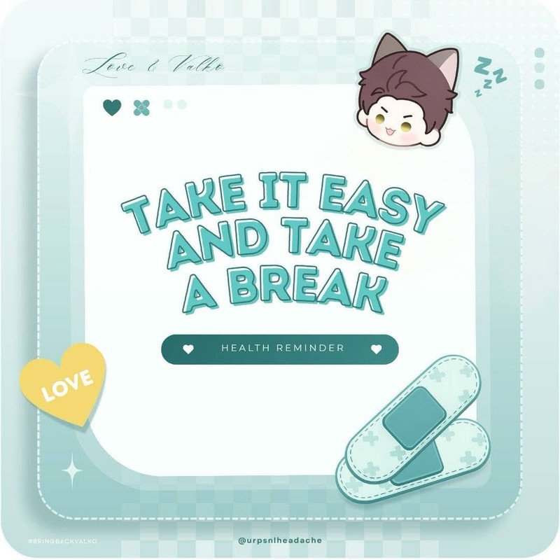 lilialunae's tweet photo. Checking in on lilies/valkyries! make sure youre taking care of yourself! If you feel overwhelmed or anxious make sure to hydrate, get something to eat and please take some time offline to yourself!
#bringbackvalko #valkoisloved https://t.co/V5ynzYQWOr