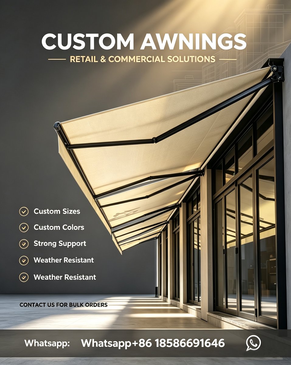 SharedFactory's tweet photo. Finished full cassette awning project cases ✅ Custom size finished awnings &amp; awning spare parts wholesale. Standard frame: charcoal grey &amp; white, custom frame colors available. Dozens of fabric color options.
China factory direct supply, stable quality, competitive price, no MOQ https://t.co/Z7C6iviidv