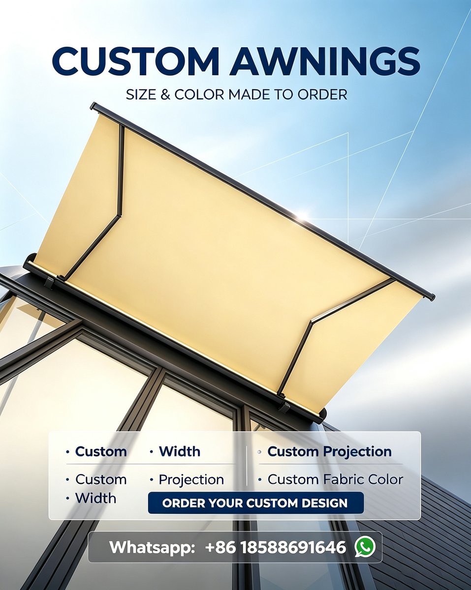 SharedFactory's tweet photo. Finished full cassette awning project cases ✅ Custom size finished awnings &amp; awning spare parts wholesale. Standard frame: charcoal grey &amp; white, custom frame colors available. Dozens of fabric color options.
China factory direct supply, stable quality, competitive price, no MOQ https://t.co/Z7C6iviidv