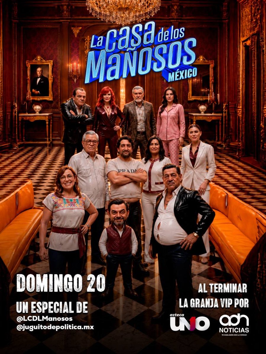 adnnoticiasmx's tweet photo. 🤡 #LaCasaDeLosMañosos
La política mexicana siempre da de qué hablar,🙃 y aquí también da para reír. En instantes, al terminar La Granja VIP (@lagranjavipmx), no te pierdas una nueva dosis de humor con @LCDLManosos. 👀🇲🇽

No te pierdas este producto de @juguitopolitica por #adnNoticias y @AztecaNoticias.
En vivo por acá 👉 https://t.co/rrRXodx5lb