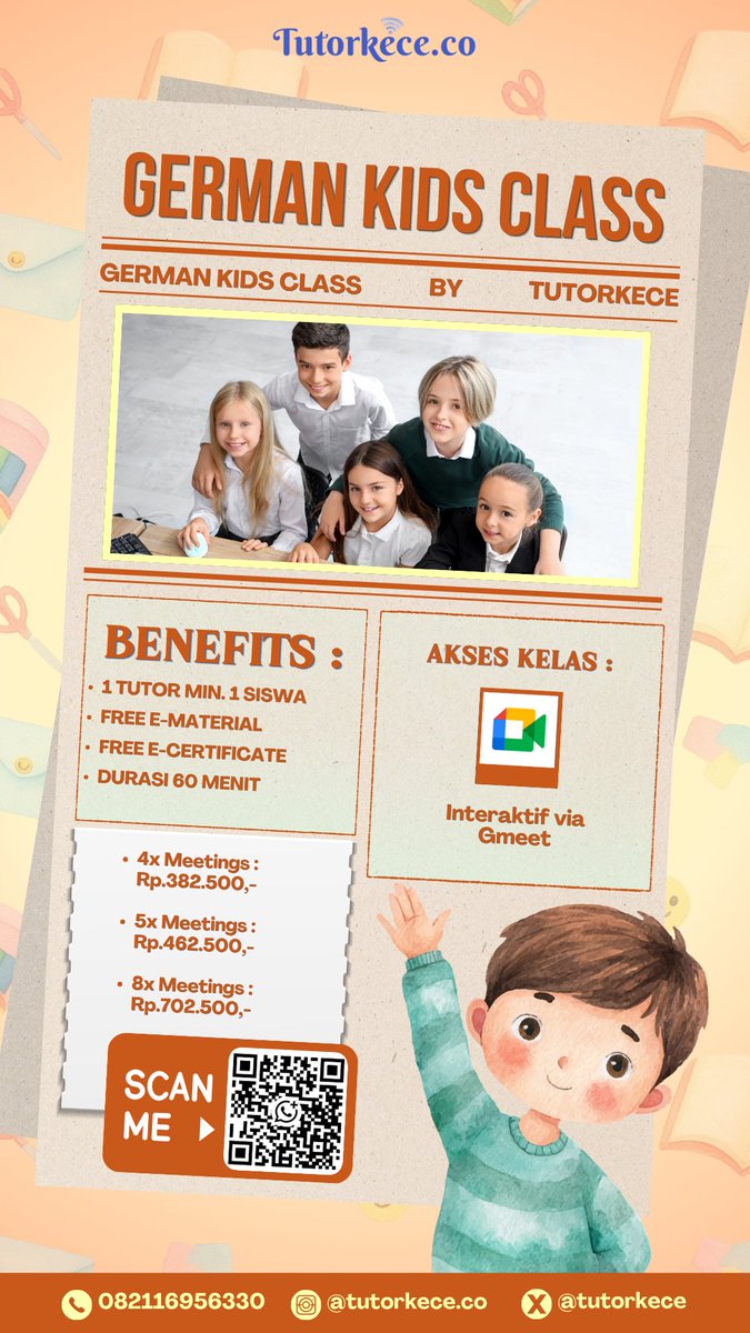 tutorkece's tweet photo. Nanti pas pembagian rapot, pengen bangga atau malah gigit jari, Bund? 🙈⚡
Amankan masa depan si kecil (9–14 thn) lewat kelas Inggris, Korea, Jepang, atau Jerman. Slot dikit banget!
👉 Tap link di bio & amankan kuota hari ini!
#bealanja #zonauang #wts #lesonline https://t.co/bONCziRzbE