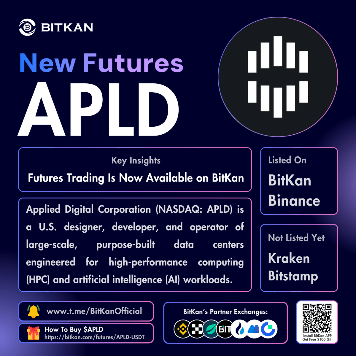 BitKanOfficial's tweet photo. 🔥 New Listing: @APLDdigital #APLD futures trading pair is listed on BitKan Crypto Exchange

$APLD Futures Trading Pair:
https://t.co/Jid35GxzOe

Official #BitKan Announcement:
https://t.co/VxeEQJ1Sl6

Free $100 New User Sign-Up Gift:
https://t.co/41X7AjqzsA https://t.co/pdZICWb9Fr