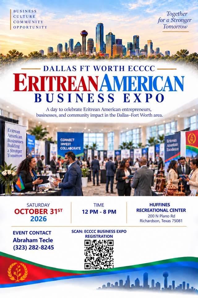 hadnetkeleta's tweet photo. #BuyEritrean!

#Eccc #Dallas will host its first annual #Eritrean-#American business expo on October 31st 2016. #Eritrea #EritreanBussinesses https://t.co/gdBFmJWR07