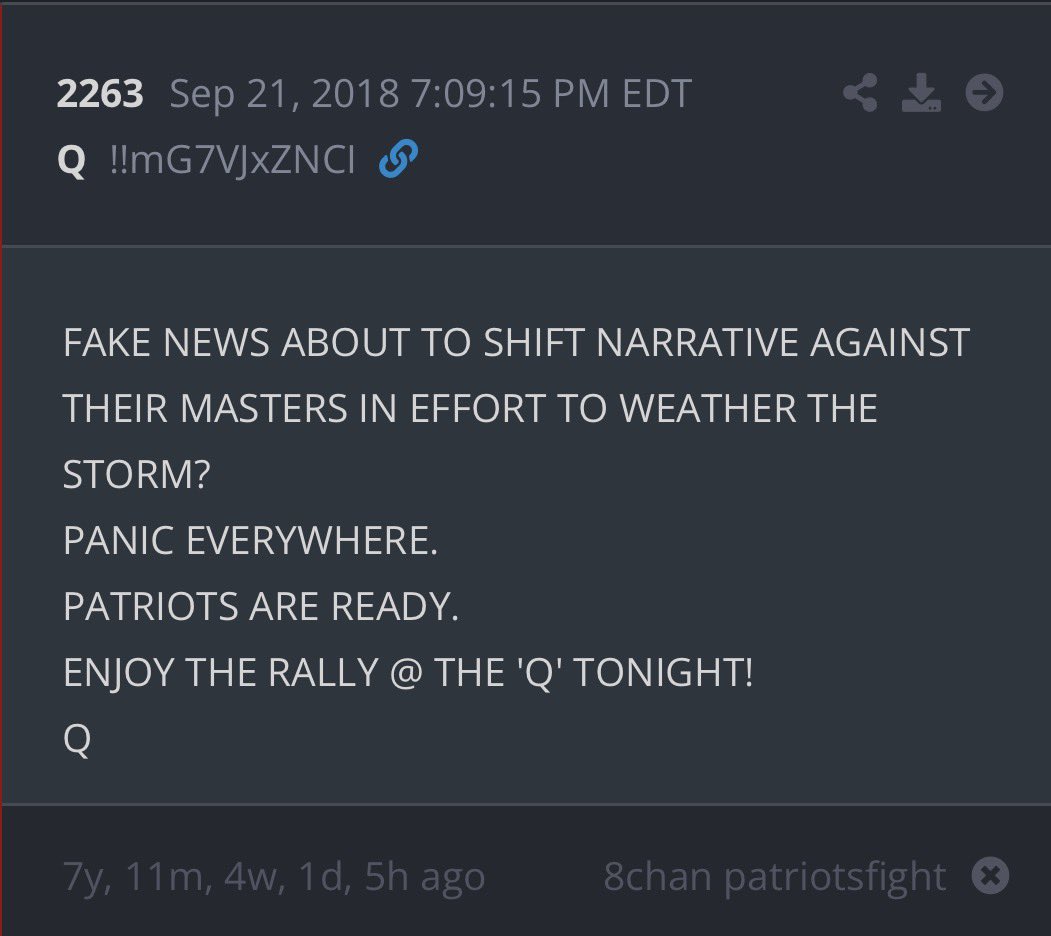 HKracken's tweet photo. FAKE NEWS ABOUT TO SHIFT NARRATIVE AGAINST THEIR MASTERS IN EFFORT TO WEATHER THE STORM?
PANIC EVERYWHERE.
PATRIOTS ARE READY.
ENJOY THE RALLY @ THE 'Q' TONIGHT!
Q

Today’s Q Delta https://t.co/feixBHSD6X