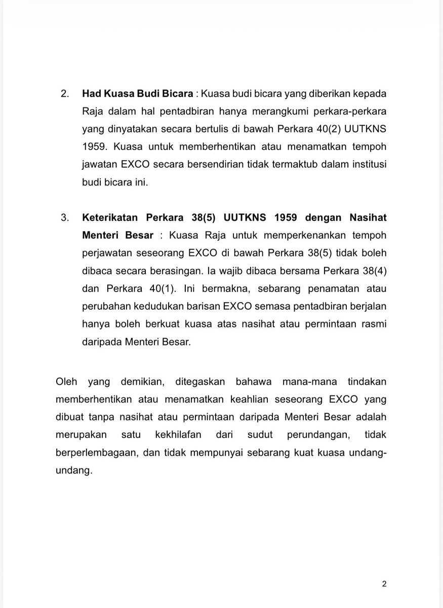 amerhadiazmi's tweet photo. N9 MB said the Yamtuan erred in sacking the state exco without consulting himself, therefore the sacking is ineffective. https://t.co/uIVCknyDrd