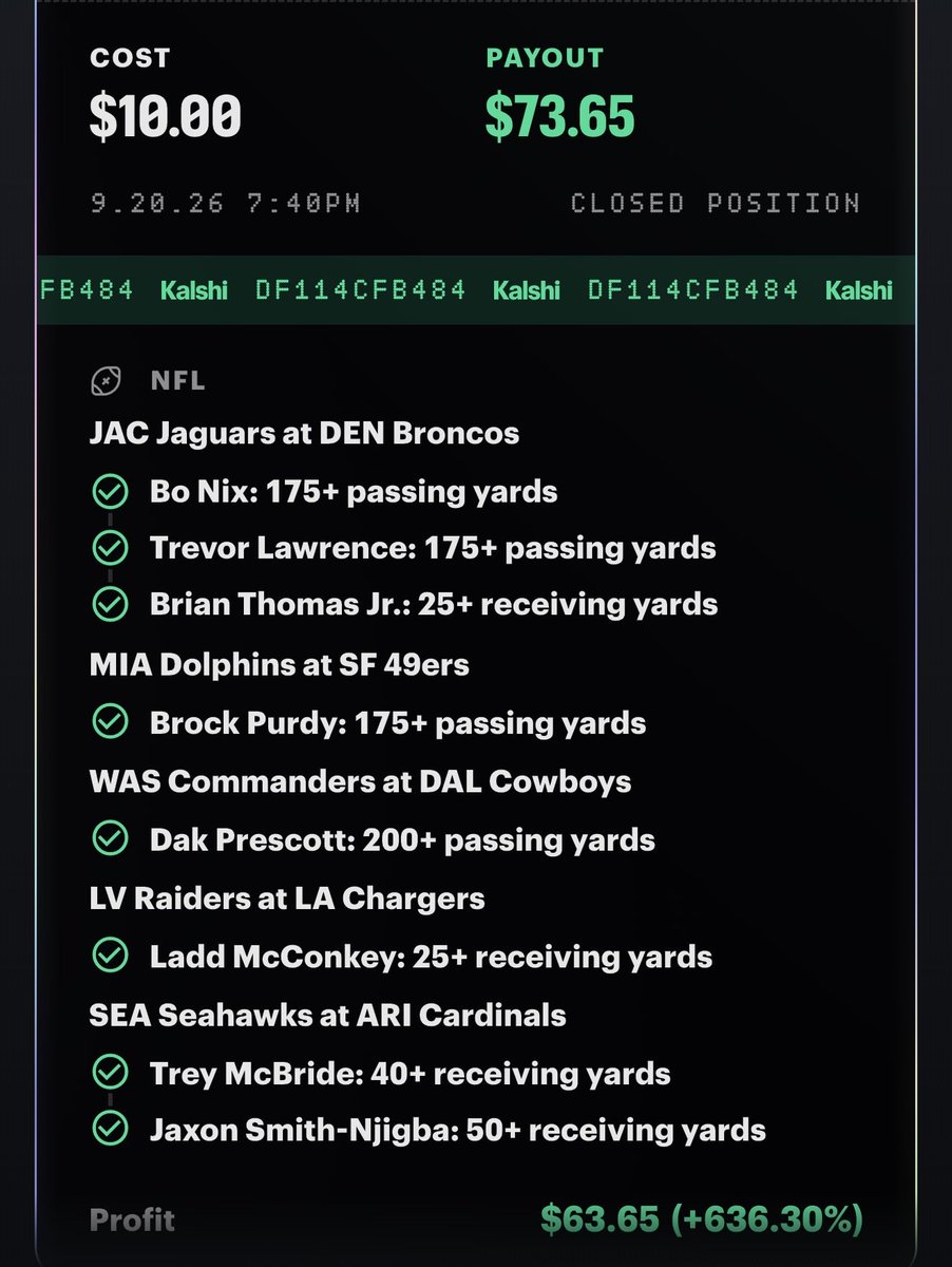 ZitiBets's tweet photo. 9/20/26 ✅ 💰 

Our PREMIUM discord went 2/2 on parlays today. Guys I’m really on a roll this month. Join ASAP…. 💰 https://t.co/8uRysicUpE