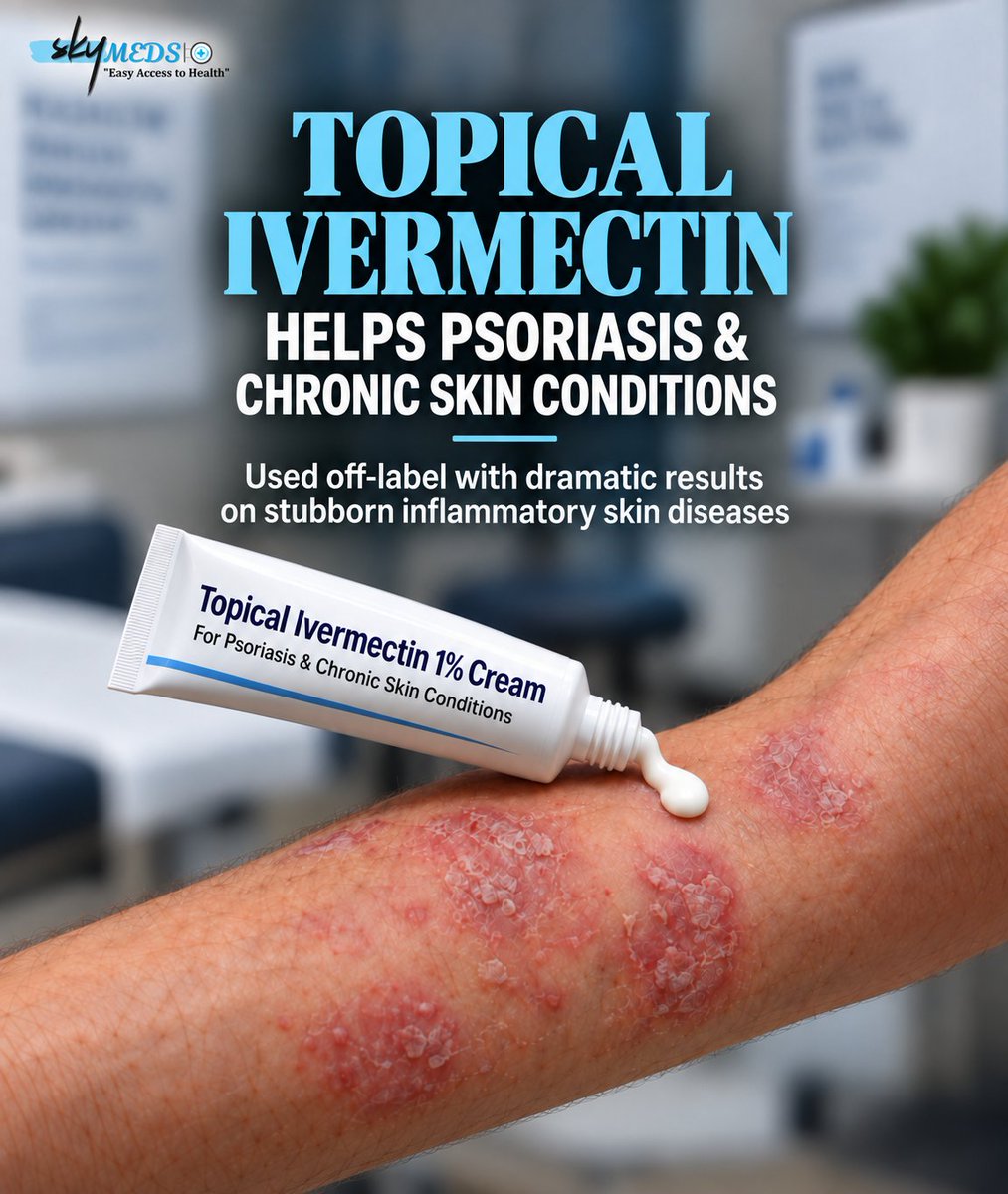 skymeds_store's tweet photo. Most impressive of all Ivermectin cream clears skin cancers.

Basal cell. Squamous cell. Melanoma. The lesions dry up, crust over, and peel away on their own. People apply it twice a day for a few weeks and watch something they were told needed surgery simply come off.

That's the part that's hardest to believe until you see it.

But it doesn't stop at cancer.

Topical ivermectin also clears inflammatory and autoimmune skin conditions rosacea, cystic acne, eczema, psoriasis. People who've had severe cystic acne for decades see their skin clear. Not manage. Clear.

Why does it work?

Ivermectin is a broad-spectrum antiparasitic discovered in the 1960s from a soil bacterium. It has anti-inflammatory, antiviral, antibacterial, and antitumor properties. It works through multiple mechanisms at once — which is exactly why it does so many different things.

What it's used for topically:

• Rosacea
• Eczema
• Psoriasis
• Scabies
• Facial mites (Demodex)
• Perioral dermatitis
• Lice
• Ringworm
• Candida
• Athlete's foot
• Basal cell carcinoma
• Squamous cell carcinoma
• Melanoma
• Moles, warts, and skin tags

Two ways to get it:

1. Prescription 1% cream from a pharmacy, after a doctor's visit and diagnosis.

2. Over the counter 1.87% cream or paste from a pet store, farm supply store, or online. Usually under $20. No doctor visit, no copay.

Dosage for OTC: Twice daily. Massage a pea-sized or pencil-eraser-sized amount into the affected area.

Here's my honest take.

I've seen photos. I've read the stories. I've talked to people who used it on a spot their dermatologist wanted to cut out, and the spot came off in the shower weeks later.

But I'm not a doctor. And I've also seen people assume a spot is gone when it isn't. Basal cell can heal on the surface while still being active underneath. That's why the follow-up matters.

If you try this document everything. Take photos. Keep your appointments. And if it doesn't work, don't wait.