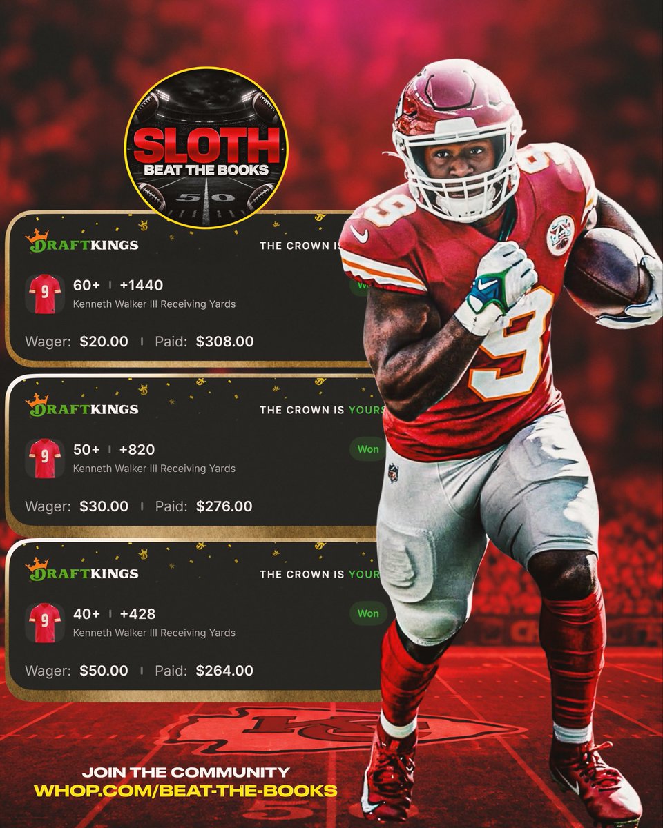 BTBSupport's tweet photo. Kenneth Walker 40/50/60 Rec Yards 🚀🚀 
(@ExpectedSloth) 🦥 

+428✅
+820✅
+1440✅

Great way to end the night! Monday Night Football loading ➡️ https://t.co/nrJMDxcJ8A https://t.co/Zs0sycbEwf