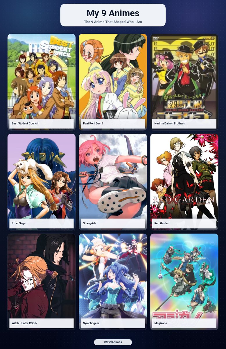 Urara_Aotsuki's tweet photo. I did another 9 favorite anime but this time I added ones that are hidden gems. I wonder if anyone else has seen these before. If not you should.

:3c https://t.co/U2fizIjAPj