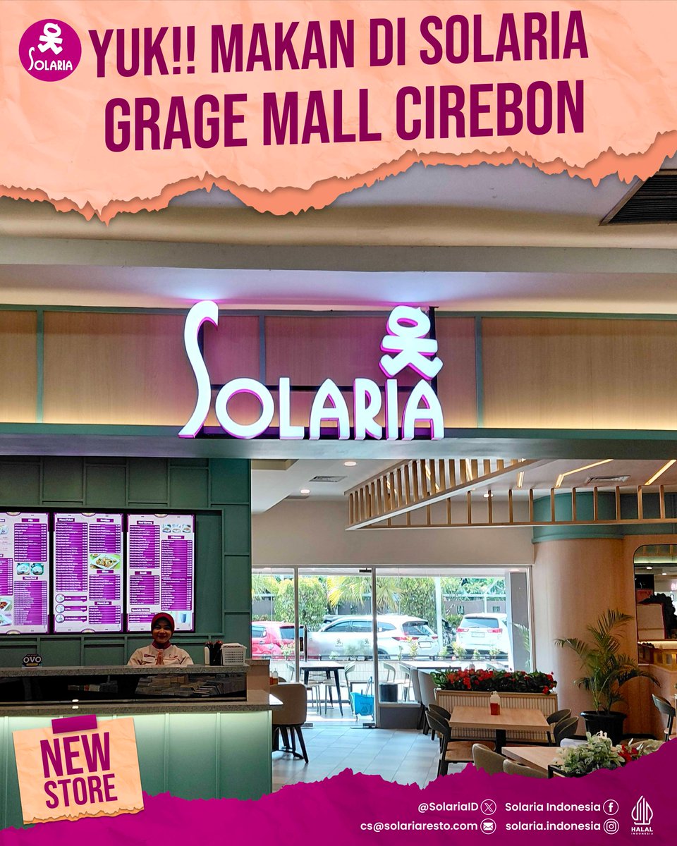 SolariaID's tweet photo. Mana suaranya #Solarians warga Cirebon!

Solaria sudah hadir di Grage Mall Cirebon Lantai 1 nih. Tempatnya nyaman dan cocok buat jadi spot bukber kamu bareng bestie atau keluarga

Yuk rencanain makan siang kamu disini. Kami tunggu kedatangannya ya #Solarians!

📍 Grage Mall Cirebon Lantai 1

#Solaria #Solariaresto #Solariaindonesia #NewStore