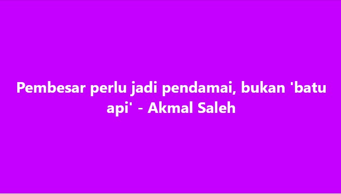 SinarOnline's tweet photo. Pembesar perlu jadi pendamai, bukan 'batu api' - Akmal Saleh

Semua pembesar termasuk pemimpin daripada pelbagai jalur politik perlu memainkan peranan sebagai pendamai dan tidak mengeruhkan keadaan sekiranya berlaku perselisihan tertentu.

BACA: https://t.co/vYiH2keqBW

#SinarHarian #BeritaTerkini #krisisNegeriSembilan #AkmalSaleh
