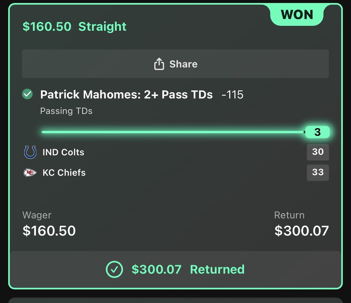 Bet_Tros's tweet photo. 🧹 Cash both SNF Plays 🧹

Patrick Mahomes 1.5 Passing TDs ✅ (1st half)

3 Leg SGP (+219) ✅ https://t.co/KhIYXaksgh