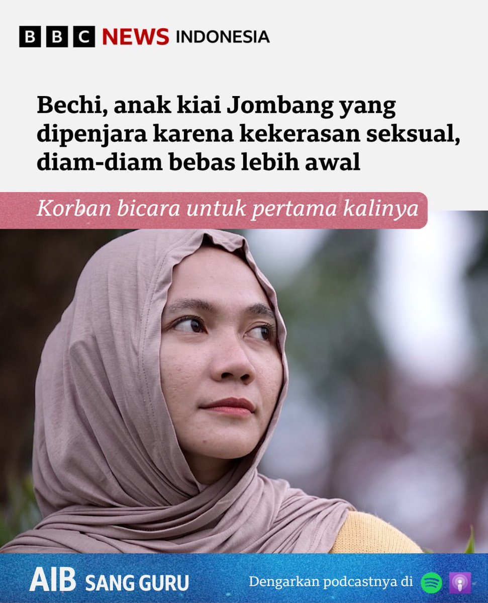 riekediahp's tweet photo. #ViralForJustice
#BongkarBebasBersyaratLapas

Repost From @bbcindonesia 

Moch Subchi Azal Tsani, yang dikenal sebagai Bechi, adalah putra kiai ternama Muhammad Mukhtar Mukthi—pendiri Shiddiqiyyah di Jombang, Jawa Timur. https://t.co/qVTBAMoGQh