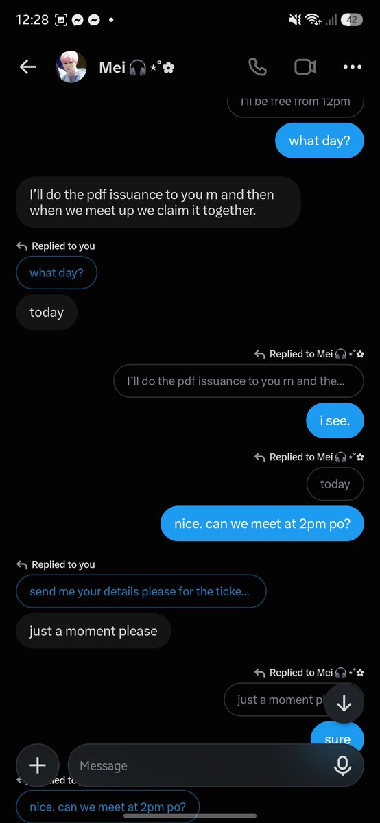 pjshiya_'s tweet photo. ‼️ DO NOT TRANSACT POSSIBLE SCAMMER ‼️

beware of user @/fairymeiph another is a possible scam. girl will not even send a legitimate proof of transactions. what they sent was an edited proof lol. do not engage

thread;

🔖 enhypen dunkin dd funmeet https://t.co/NnEp3mC2Al