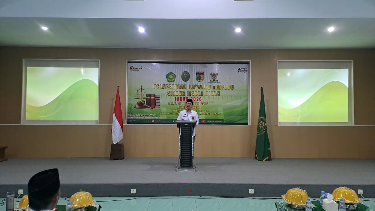 PTA_Palu's tweet photo. Tabe #SampesuvuPTA.Palu
Senin, 21 September 2026

YM Wakil Ketua PTA Palu memberikan arahan dalam pelaksanaan layanan terpadu Sidang Isbat Nikah yang diselenggarakan PA Palu berkolaborasi dengan BAZNAZ Kota Palu.

@Humas_MA
@MahkamahAgung
@DitjenBadilag
#ptapalunabelopura https://t.co/hAEblzmUQa