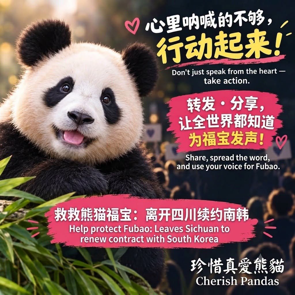 Lovepandas520's tweet photo. #請用行動為福寶發聲 #福寶出川續約南韓
Take action to help #Fubao please by sharing to the world .
#FuBao leaves Sichuan to renew contract with South Korea #love #cherish #panda #pandas #Sichuan #zoo #fubao #China #中國 #福寶 #everland
https://t.co/poJCh1WcTf https://t.co/N8VfsNwk8L