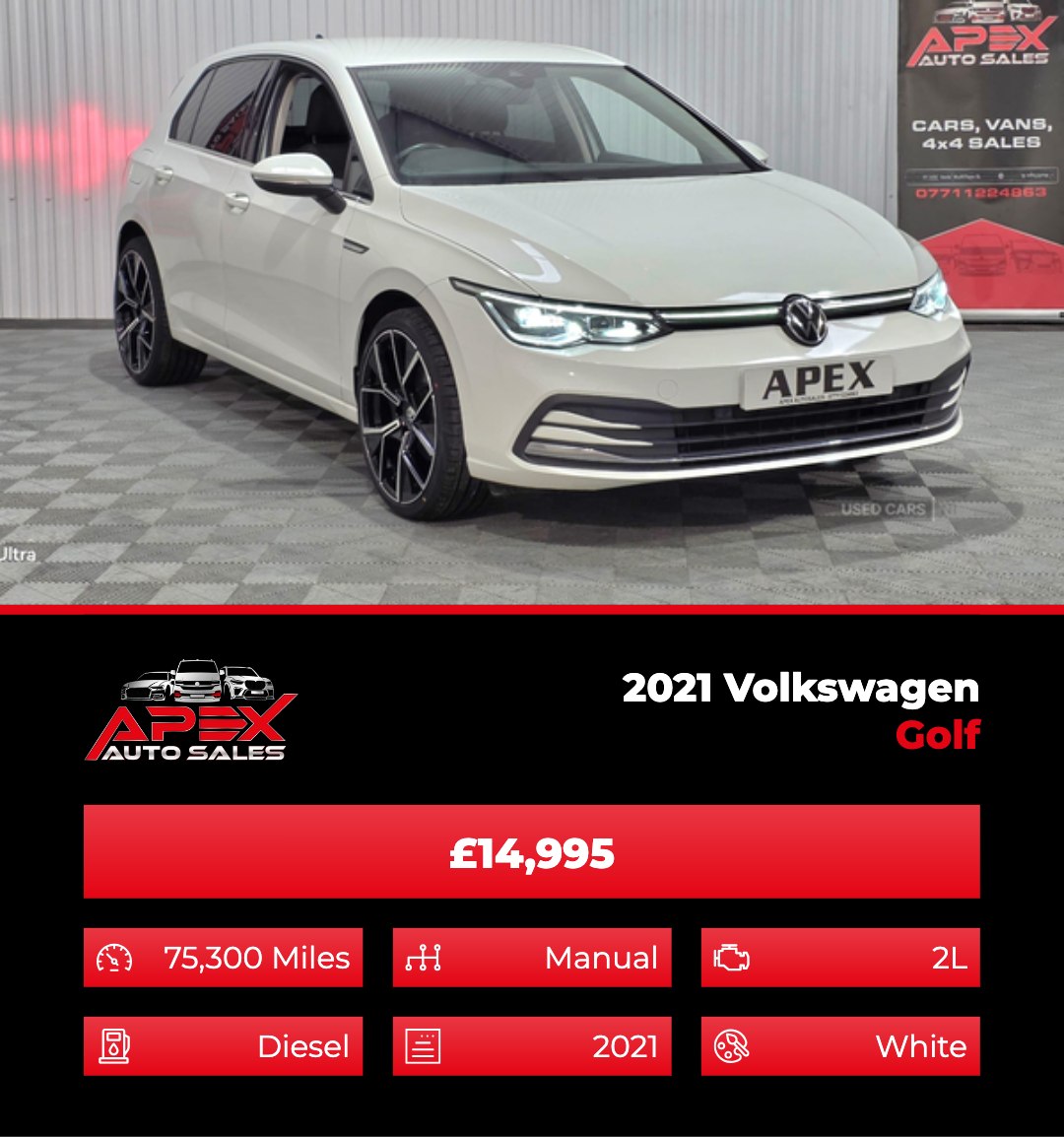 noemaynard716's tweet photo. 2021 Volkswagen Golf 2. 0 TDI Style 5dr £14, 995. One owner, 75, 300 miles, 2L diesel manual. Includes 6-month warranty. Part exchange welcome. Dungannon, Tyrone, BT71 6EZ https://t.co/T75a4I0bcX