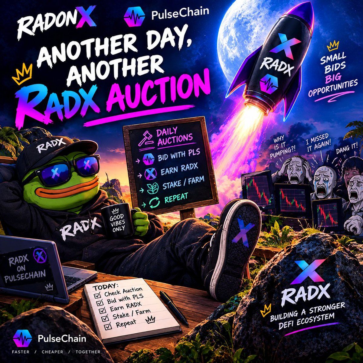 rich_ali1's tweet photo. Another day, another RADX auction. ๐จ๐ฅ
The degen routine:
Bid with PLS โ stack RADX โ stake/farm โ repeat. โป๏ธ
While everyone is chasing the next shiny coin, Iโm watching whatโs being built on PulseChain. ๐
$RADX ๐
#RADX #RadonX #PulseChain #DeFi @RadonXwin https://t.co/tCdvVIVUqA