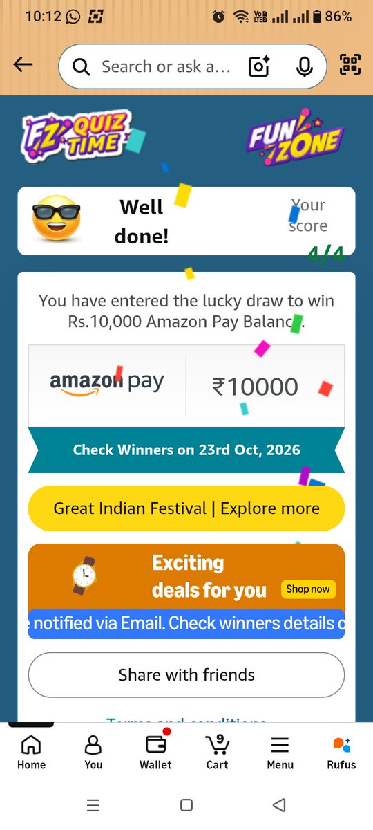 AmitKumar606147's tweet photo. #amazonquiz https://t.co/8zNL2S7f2F
