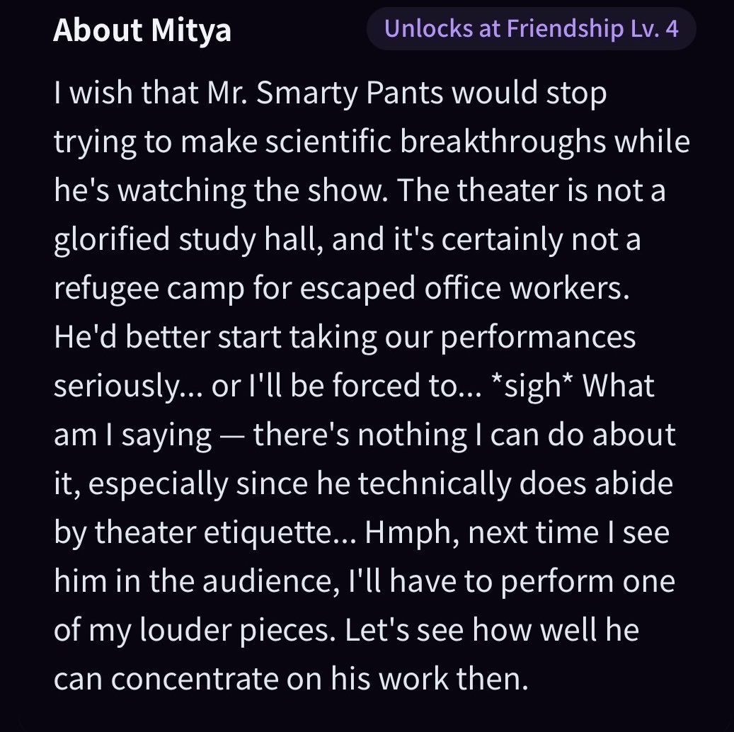 WickGumi's tweet photo. Vody’s voiceline about Mitya-

oh she’s just hating 😭😭😭😭😭😭😭😭 https://t.co/lKPKoqDThw