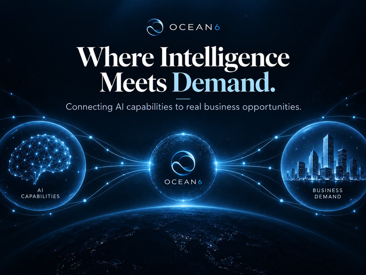 Ocean6_ai's tweet photo. AI has the intelligence. Businesses have the demand.

But connecting the two isn’t always straightforward.

We are building the service network that brings AI applications, compute, and autonomous systems together to deliver real-world business outcomes. https://t.co/N5psguuje4