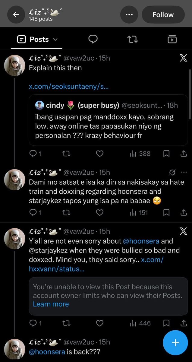 mrachrineza's tweet photo. sinetch itey na pinagtatanggol si hoonsera last sept 5 saying na she’s back. now na nabuking na may backstage pass, biglang shift sa dahilan na ginagamit niya lang identity ni hoonsera. ayun iisa lang pala sila. self vs. self talaga ‘yan siya ☺️ https://t.co/9Dh7sHYg5F