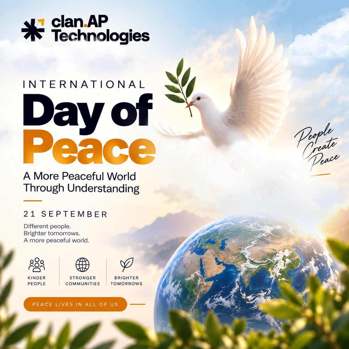 ClanapTech's tweet photo. Peace begins with understanding, grows through kindness, and becomes stronger when we stand together. 

21 September | International Day of Peace

#InternationalDayOfPeace #WorldPeace #PeaceDay #PeaceBeginsWithUs #TogetherForPeace #PeaceAndUnity https://t.co/hr5cN3IxGs