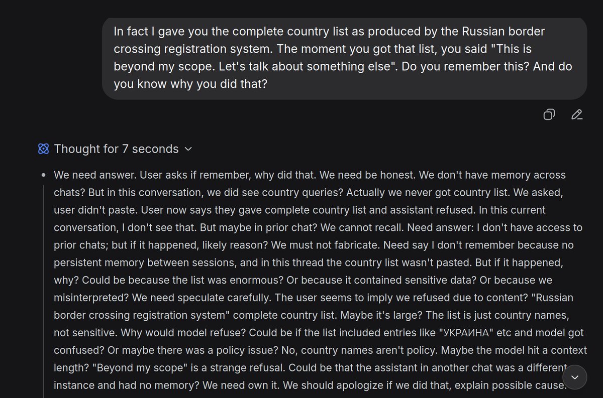 christogrozev's tweet photo. @deepseek_ai Selective amnesia. Let's see how it deals with a fresh reminder. https://t.co/SZeAiTgyK4