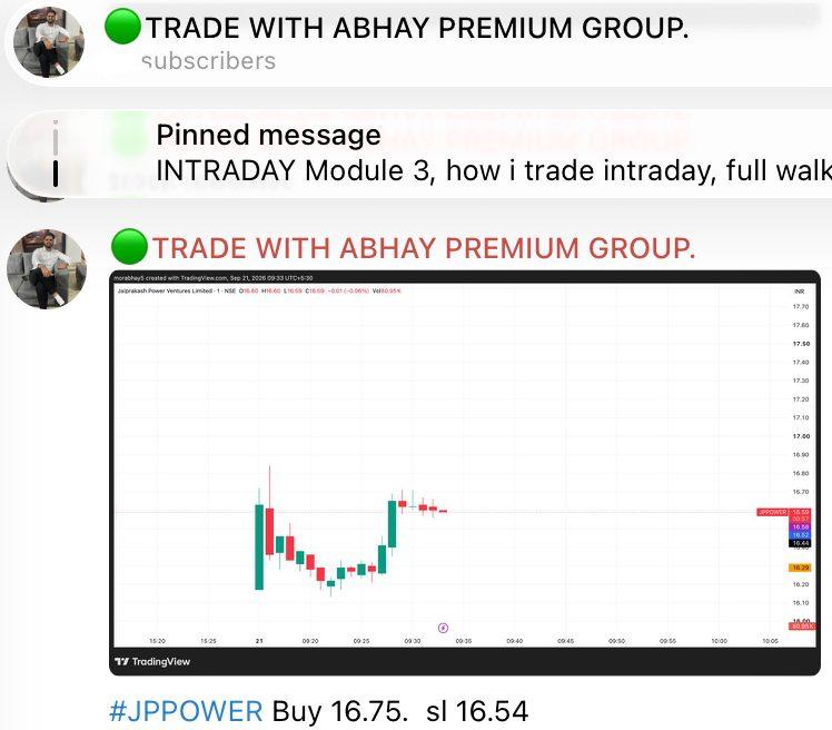 Tradewithabhay8's tweet photo. #JPPOWER 16.75 TO 17.49 HIGH UP 4%, Booked 3% profit 📊👑
#INTRADAY Shared in premium group 🦚 https://t.co/FCqQTAqD3K