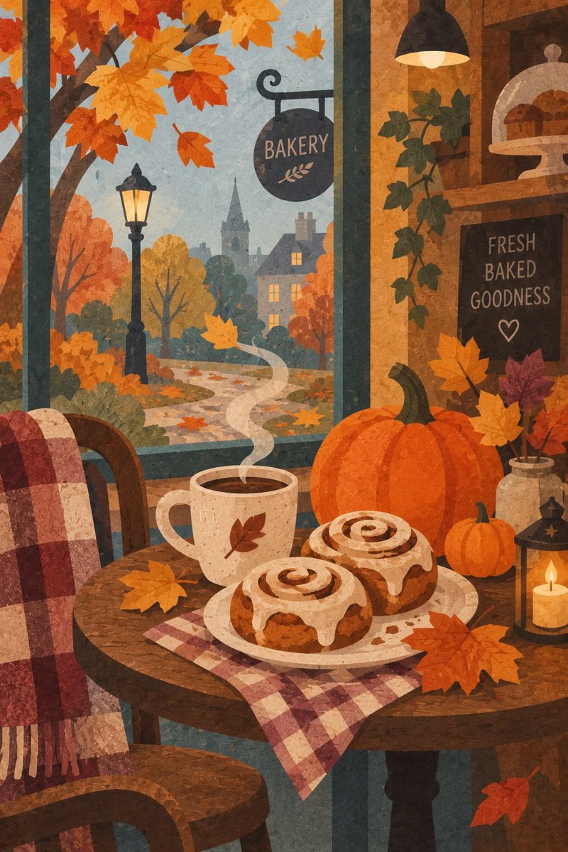 OpheliaLunpl's tweet photo. The morning smells
 of cinnamon, of brown sugar 
melting into golden swirls,
of coffee warming cold hands
and autumn waiting beyond the window.

Some days, happiness is simply
a soft blanket, falling leaves,
and a cinnamon roll
still warm from the oven. 🍂☕🤎 https://t.co/LQSgxT16qP