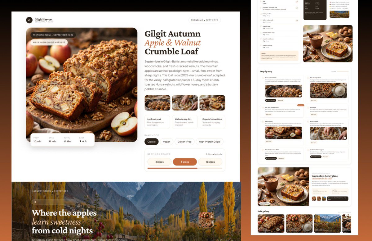 danii_sultan's tweet photo. Gilgit’s viral autumn loaf is here 🍎

Apple + walnut crumble with Hunza walnuts &amp; wildflower honey.
20 min prep • Easy • Pure mountain vibes

#GilgitHarvest #SeptemberBaking https://t.co/b17OazaO1X
