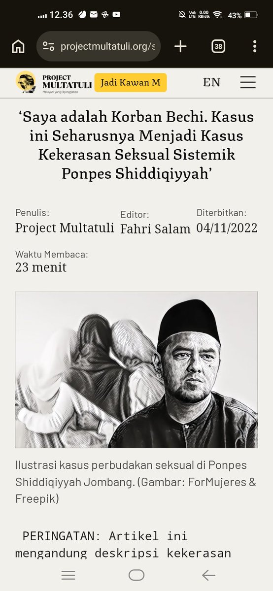 SistersInDanger's tweet photo. TW // PEDOFILIA 🤬

Masih inget kasus ini ga temen-temen? Mengutip dari tulisan BBC News, si pelaku yakni Moch Subchi Azal Tsani (Bechi) yg juga putra kiai pendiri ponpes Shiddiqiyyah, malah dibebaskan lebih awal karena beberapa hal seperti berkelakuan baik dan aktif mengikuti program pembinaan 😅 

Fyi, pelaku divonis tujuh tahun pada tahun 2022 yang seharusnya baru mencapai dua pertiga masa hukumannya sekitar Maret 2027, dan menyelesaikan hukumannya pada 2029.