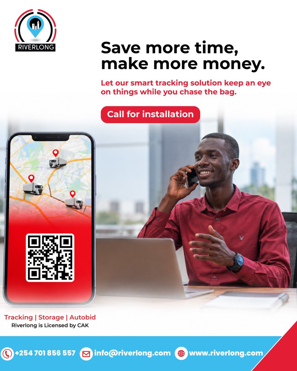 RiverlongLtd's tweet photo. Let Riverlong smart tracking keep an eye on things while you chase the bag. Call for installation.
Call/WhatsApp: +254 701 856 557
info@riverlong.com
https://t.co/h1DnqjAiuz
#FleetTracking #GPSTracking #RealTimeTracking #VehicleTracking #KenyaFleets https://t.co/JTVqBy6hK0